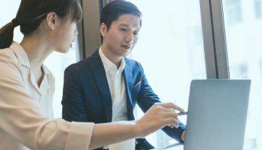 Two colleagues having a working session