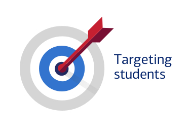 arrow in bullseye with Targeting students text