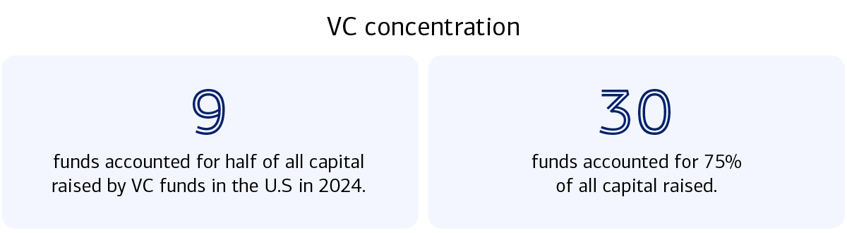 Graphic showing the VC concentration in fundraising. For full description, see the "Show text version" button below