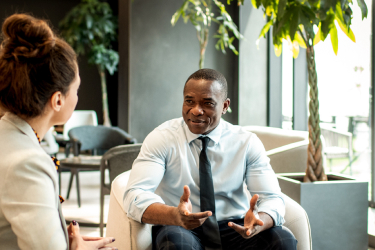 Business colleagues in a lobby