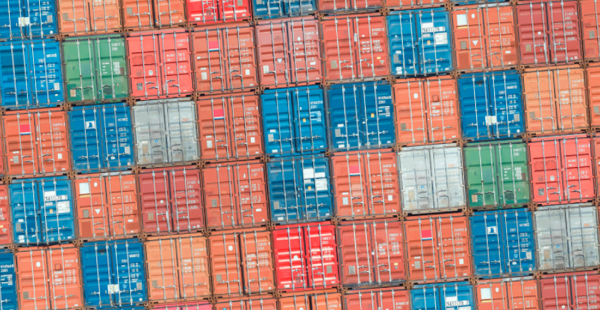 Cargo containers in shipping port