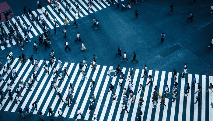 Bird’s-eye view of an urban street