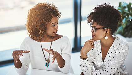 Two women having a discussion