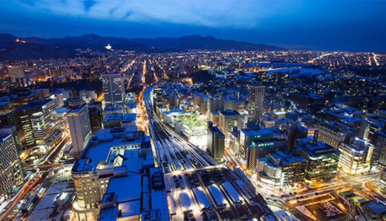 A bird's eye view of a cityscape